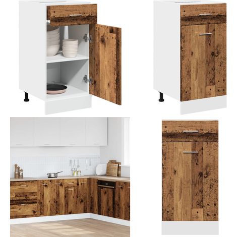 vidaXL Armoire de plancher à tiroir vieux bois 40x46x81,5 cm (1/5)