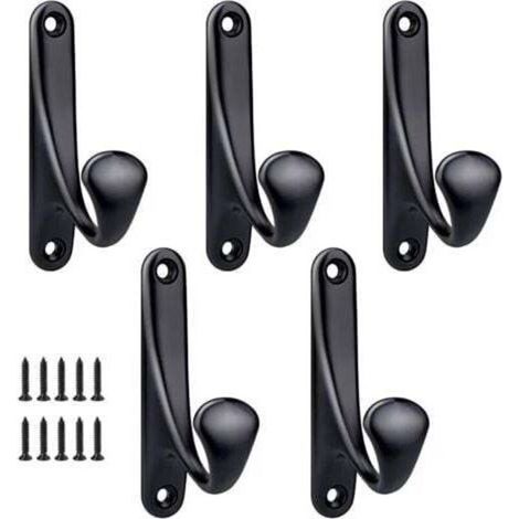 Noir - 5 Pcs 86x47mm,Crochet Manteau Mural a Visser, Minimaliste Patère Murale Robuste en Alliage de Zinc Crochet Porte Manteau Pour porte Entrée Chambre Salle de Bain Multi-Usages Patères Vis Inclus (1/5)