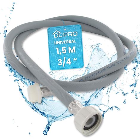Rallonge de tuyau d'alimentation 1,5 m droite 3/4" eau froide 25 °C pour machine à laver lave-vaisselle, Pression d'éclatement 90 bar (1/5)
