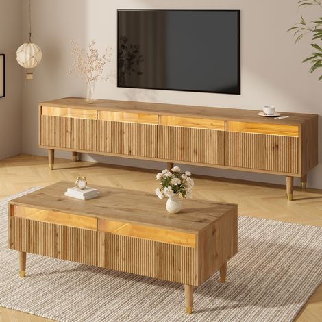mobile tv 178 cm con LED set soggiorno effetto onde HAVRYA (1/5)
