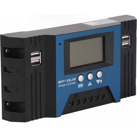 Régulateur de charge solaire 12V 24V avec 4 ports USB 5V 2.5A réglable écran LCD pour maison camping-car bateau 30A (1/5)