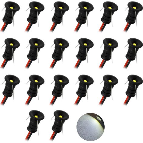 Mini Spot LED Encastrable 0.5W 12V IP65 20pcs Ø10mm 120°Noir Froide (1/5)