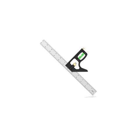 Équerre combinée 300 mm en acier inoxydable - Équerre de menuiserie réglable à 45/90 degrés avec niveau à bulle - Outil de mesure pour ingénieur/menuisier/travail du bois (1/5)