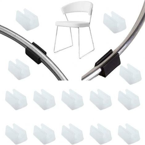 30pcs Patin Pied Chaise Tube Embout Tampon Capuchon Bouchon Protection Plancher Meuble Forme U en Plastique Chaise Casquettes,Chaise Jambe Caps Silicone Tube Pince (14mm,blanc) (1/2)