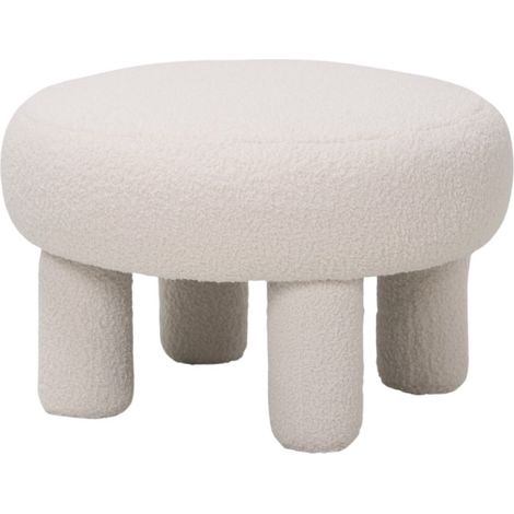 POUF/TAVOLINO DIAM. CM 60 H. 39 IN TESSUTO EFFETTO BOUCLE' BIANCO