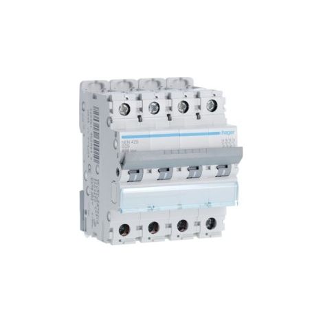 Disjoncteur 4 Pôles 6-10kA courbe B 25A 4 modules HAGER NEN425 (1/2)