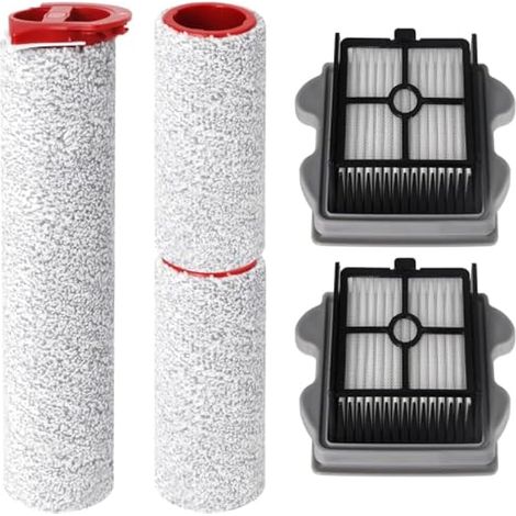Kit de pièces de rechange avec rouleaux à brosse et filtre HEPA compatibles avec les aspirateurs Roborock Dyad Pro/Dyad Pro Combo - Contient 2 brosses principales, 2 filtres (1/5)