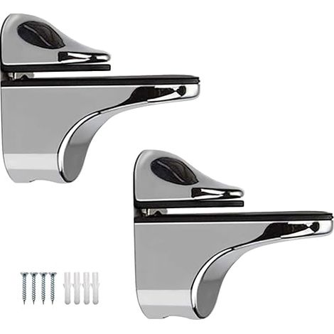 Set mit 2 verstellbaren Wandhalterungen für Glasregale – kompatibel mit Holz/Glas, Stärke 5–22 mm