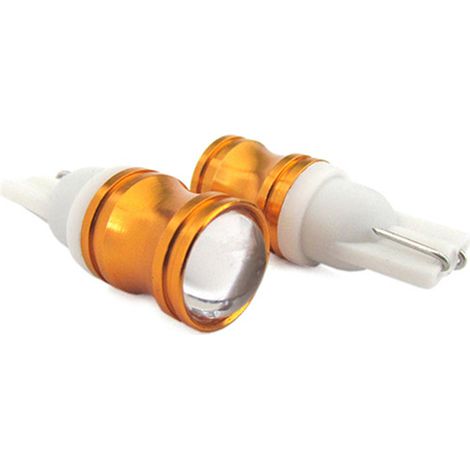Lampada Led T10 W5W Canbus Pro No Polarita 12V 3W Chip Cree Con Anello Dissipatore Oro Super Luminoso Frontale (1/3)