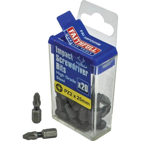 Faithfull Pozi Impact Screwdriver Bits PZ2 x 25mm (Pack 20) FAISBPZ225IB (1/5)