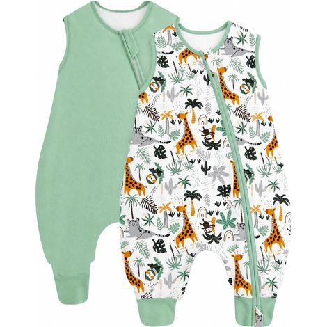 Lot de 2 Gigoteuse à Pieds Bébé Coton 1.0 1.5 TOG Sac de Couchage Turbulette avec Jambes et Fermeture éclair Emmaillotage pour Nouveau-né Garçons Filles 6 Mois-6 Ans (1/5)