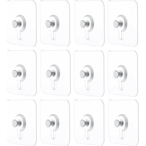 12Pcs Adhesif Accroche Tableau Sans Percer,Attache Cadre Adhésif Crochets,Fixation Murale Sans Percer,pour Accroche Cadres Photo (1/4)