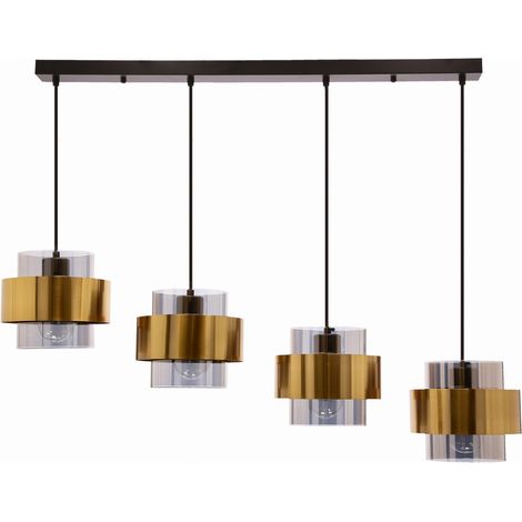 Lampadario Candellux Spiega 4xE27 nero ottone vetro fumé (1/2)