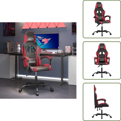 Silla de cuero sintético - vidaXL Silla gaming cuero sintético negro y rojo - Silla ergonómica