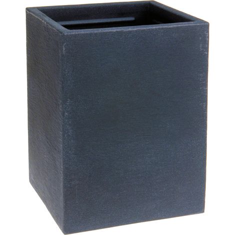 Spetebo – Jardinière carrée en plastique anthracite 40x30 cm – Aspect pierre – Résistante aux intempéries – Pour intérieur et extérieur