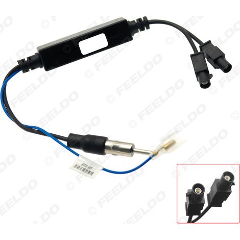 Compatible avec l'adaptateur d'antenne radio double FAKRA pour Audi/Volkswagen, câble adaptateur d'antenne FM pour voiture avec amplificateur