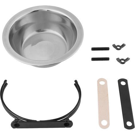 Bol pour chien plat de dîner en acier inoxydable suspendu pour animaux de compagnie chiot chat distributeur d'eau de nourriture M (1/5)