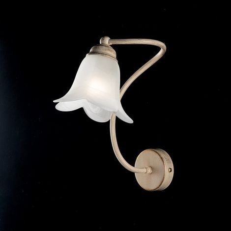 Applique en fer Ivoire Or abat-jour une lumière en verre blanc 26x h30 cm