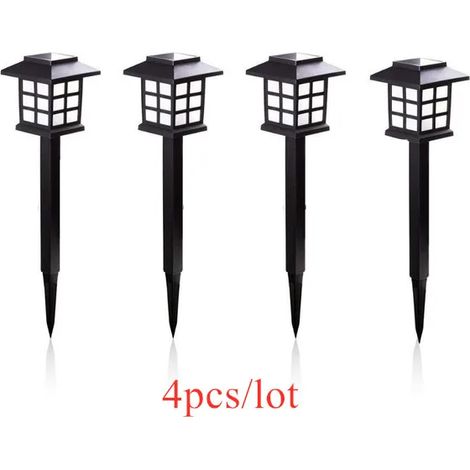 (Lot de 4 - blanc chaud) Lampes solaires LED étanches pour allée, jardin, aménagement paysager, cour, terrasse, allée piétonne. (1/5)
