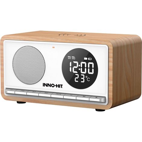 Inno-Hit Sogno IH-NATB04 Speaker Bluetooth Sveglia e Termometro Legno Naturale