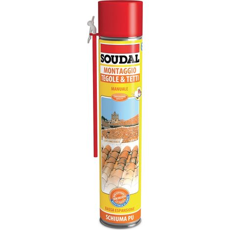 Soudal schiuma poliuretana per tegole tetti manuale 750 ml - 40 o + 90 o C esente CFC (1/2)