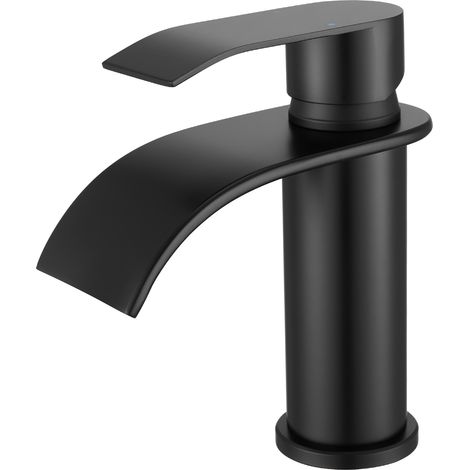 CECIPA MAX Badarmatur Wasserfall Wasserhahn Bad, Edelstahl Waschtischarmatur, Einhebelmischer Mischbatterie Bad, Schwarz S (1/5)