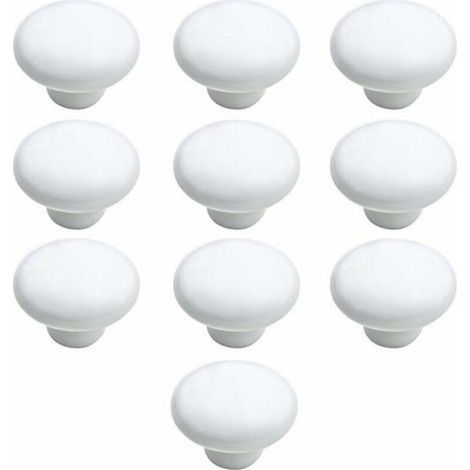 10er-Packung 33-mm-Keramik-Türknöpfe für Küchenschränke und Schubladen, Weiß (1/5)