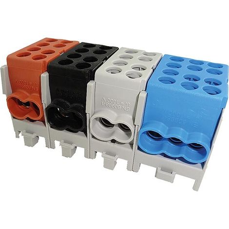 Hauptleitungs-Abzweigklemme - braun, schwarz, blau, grau 8x Eingang 25 mm² / 10x Ausgang 16 mm²
