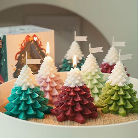Multifunktionale Kerze in Form eines Weihnachtsbaums, dekorative Aromakerze für Zuhause und Fotografie, weihnachtlich grün (1/5)