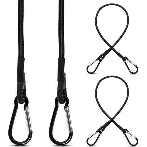 Brelet Lot de 4 Tendeurs Elastique avec Mousqueton, 60cm Tendeurs Elastique avec Crochets, Tendeurs Elastique pour Camping, Bâches, Tente, Bagages, Voitur et Velo (1/5)