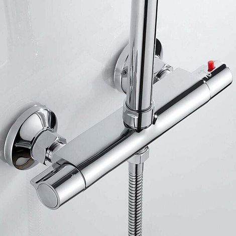Mitigeur Thermostatique de Douche,Mural Sortie Robinet de Douche Thermostatique,Robinet Mélangeur thermostatique pour Salle de Bain,Robinets de douche Thermostatique pour Baignoire, Laiton,Anti- (1/4)