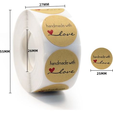 2 rollos de etiquetas de papel kraft para latas, pegatinas redondas de 25 mm (1000 hojas en total), etiquetas redondas para latas, Estilo 4 (1/5)