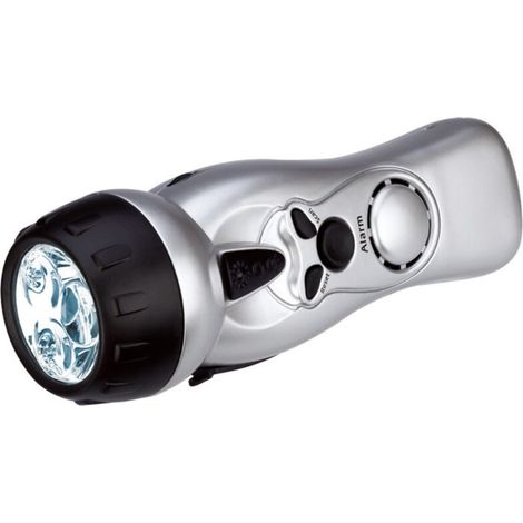 Rechargeable LED Flashlight Multifunctional Flashlight with Hand Crank Charging Alarm Radio Camping Outdoor Torch for Home Use Emergency Outdoor Activity