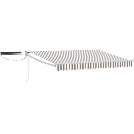 Store banne motorisé rétractable gris clair et blanc (1/5)
