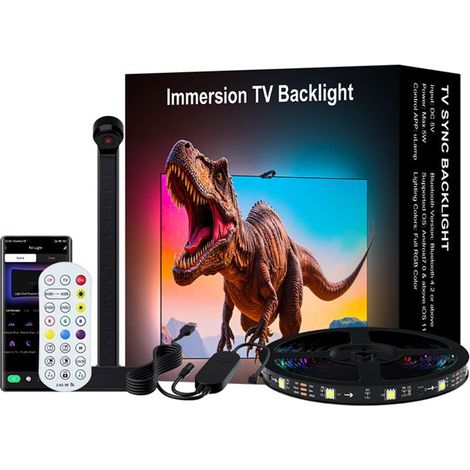 Rétroéclairage LED pour téléviseur 3,8 m avec capteur, bande RGB, application et synchronisation musicale (1/5)