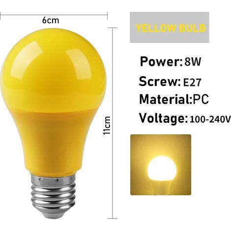 Ampoules LED E27 jaunes (lot de 10) pour éclairage de scène, couleur, sans scintillement. (1/2)