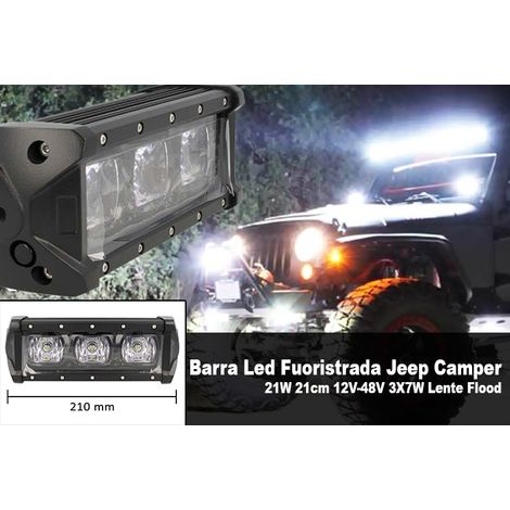 Barra Supplementare Led Fuoristrada Work Light Bar 21W 21cm 12V-48V 3X7W Lente Flood (1/3)