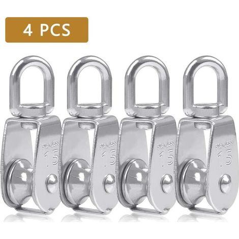 Single pulley in 304 stainless steel/double pulley/lifting pulley/single M15 drive wire, 4 pieces (1/5)