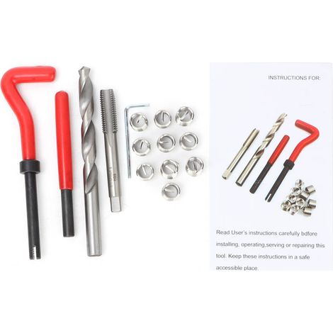 Kit de réparation de filetage 15 pièces : douilles à fil enroulé M101,5mm, foret et clé hexagonale (1/5)