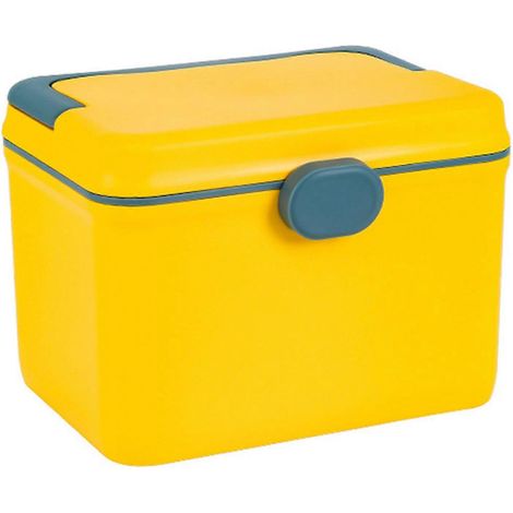 Boîte de rangement pour médicaments à double compartiment compartimenté avec système de verrouillage, grande capacité, bords arrondis, idéale pour la maison ou la résidence étudiante. Jikaix (1/5)