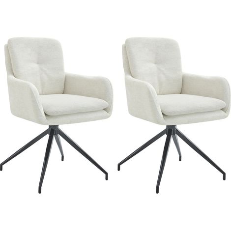 Conjunto de 2 sillas de comedor giratorias cómodas y modernas en tela crema con estructura de metal 100005868 (1/5)