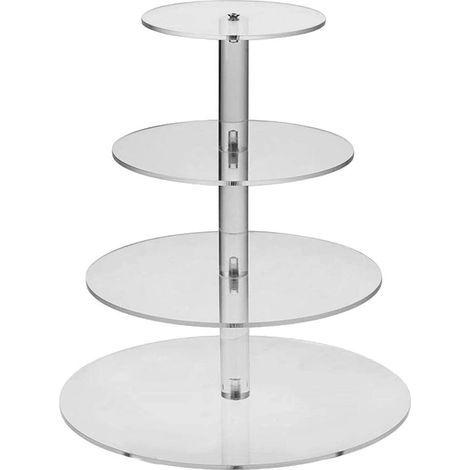 Présentoir à gâteaux en acrylique alimentaire – Support rond 4 niveaux – Stable et facile à nettoyer – Pour mariages et anniversaires (1/5)