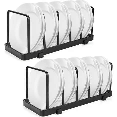 Noir Lot de 2 étagères à assiettes Egoutoire Vaisselle Cuisine Porte, Planche à Découper et égouttoir support à couverts peu encombrant Organisateur