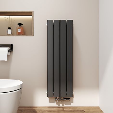 EMKE Heizkörper 900x 300 mm Badheizkörper Paneelheizkörper Kompaktheizkörper Vertikal, Doppellagig Heizkörper Bad Design Heizkörper Mittelanschluss 403W Schwarz (1/5)