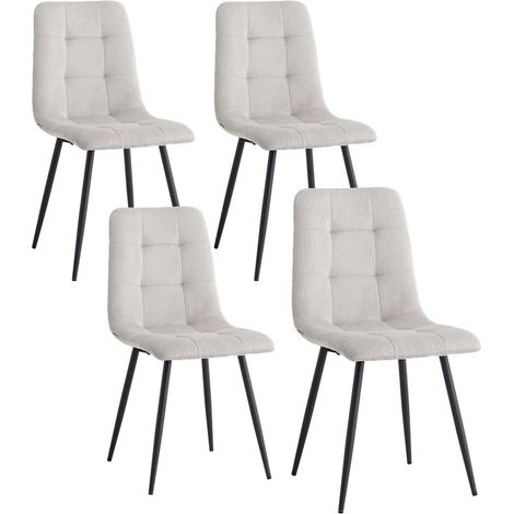 Wokaka Set di 4 Sedie - Sedie da pranzo - Sedie in velluto a coste - Stile vintage - Grigio