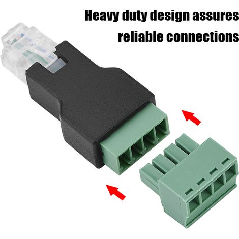 Connecteur Ethernet RJ11 6P4C mâle vers bornier à vis 4 broches