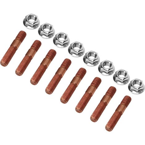 Kit de 8 tornillos espárragos turbo M8 de 1,25 mm - Pernos y tuercas de colector de escape resistentes a alta presión