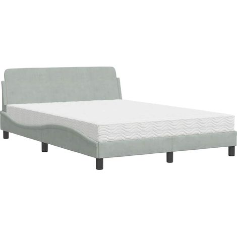 Maison Exclusive - Bett mit Matratze "Dover" Hellgrau 140x190 cm (1/5)