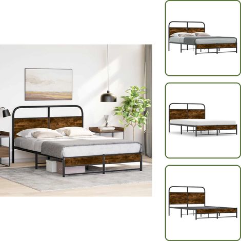 Bettgestell ohne Matratze 140x200 cm Räuchereiche Holzwerkstoff - Bettgestell - Bettgestelle - Schlafzimmermöbel - Bett (1/5)