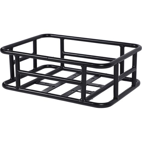 Panier de vélo en acier inoxydable noir, étanche et de grande capacité, avec armature métallique. (1/5)